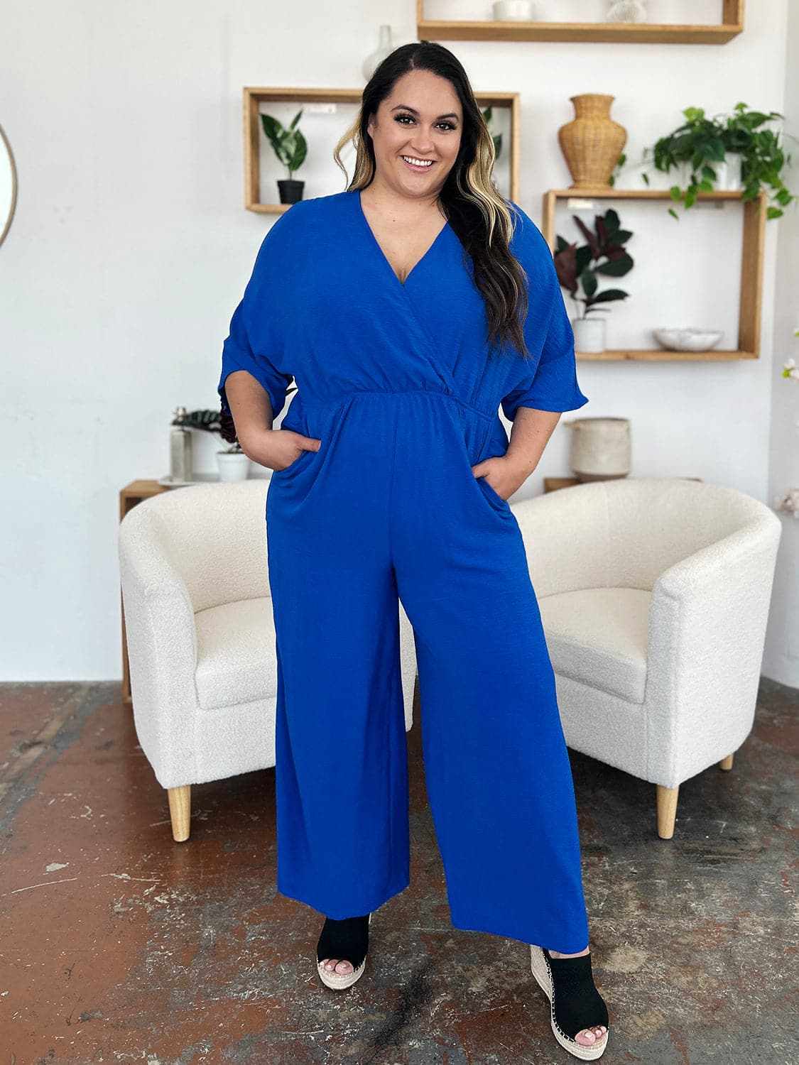 Trendsi Surplice Wide Leg Jumpsuit - Chic & Elegant