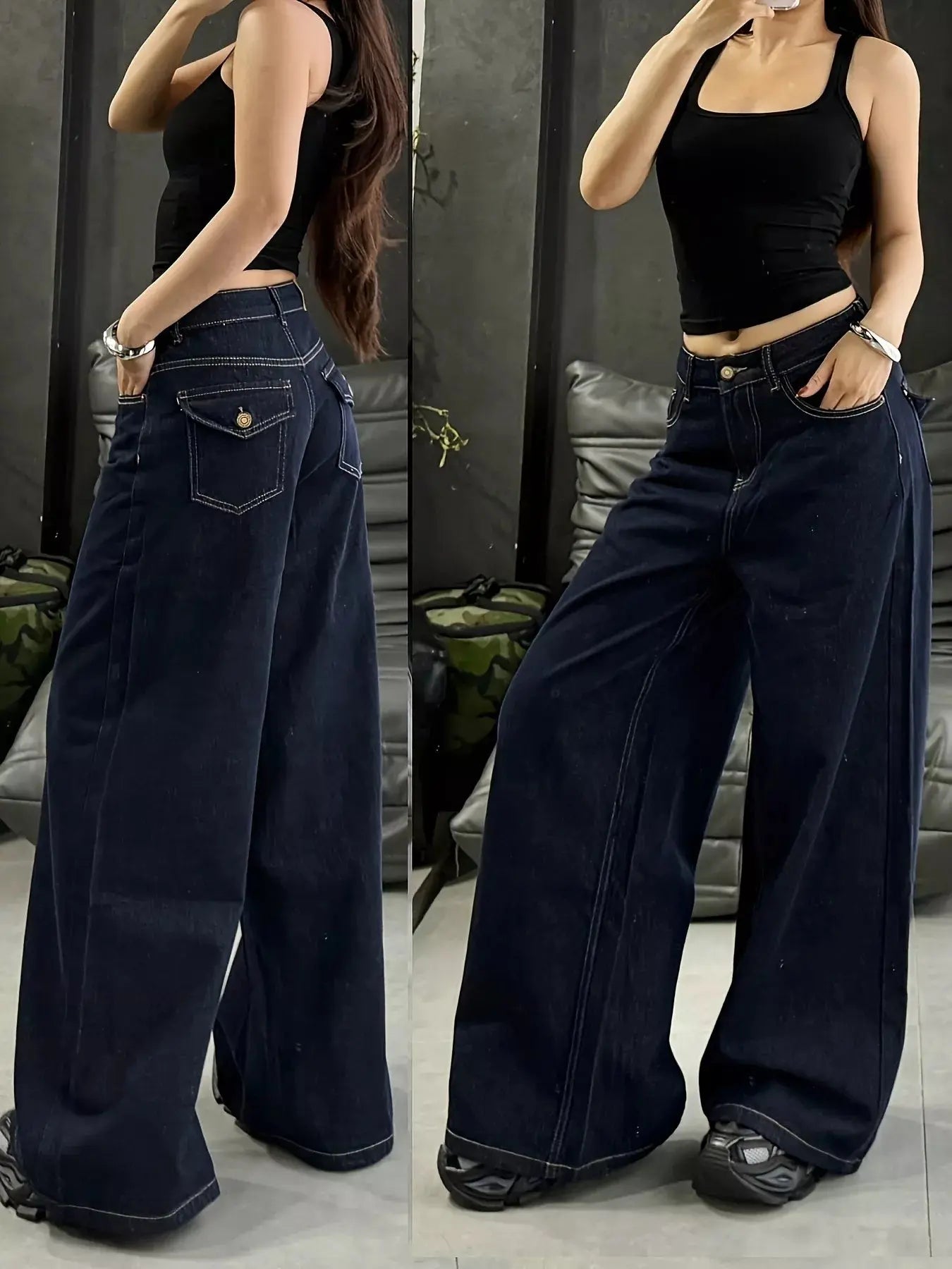 Wide Leg Denim Jeans