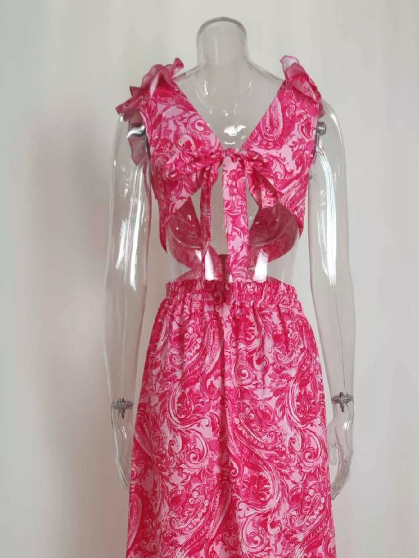 Full Size Ruffled Cutout V Neck Maxi Dress