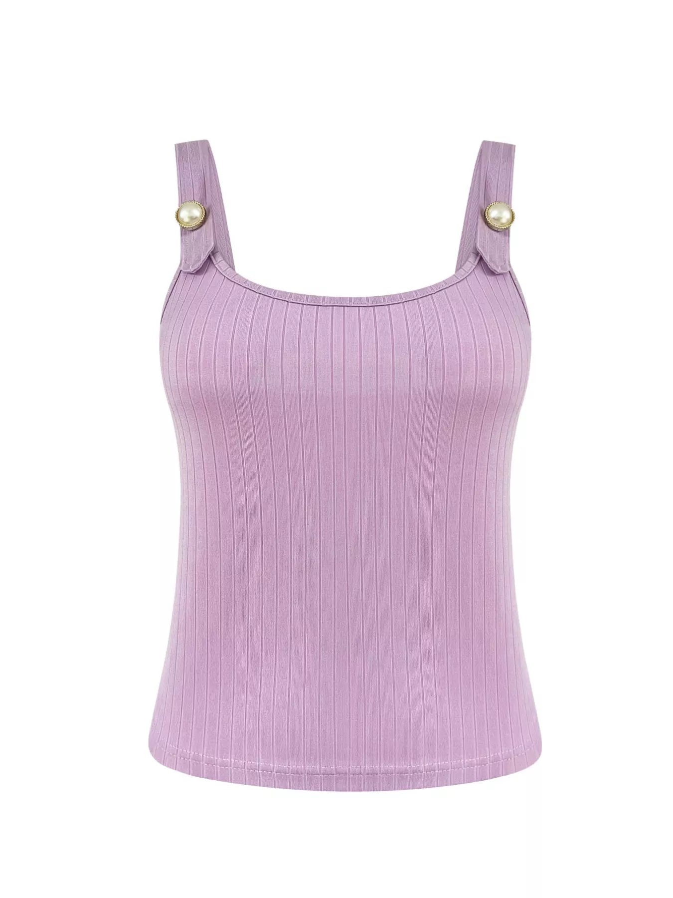 Pearl Detail Scoop Neck Tank Top