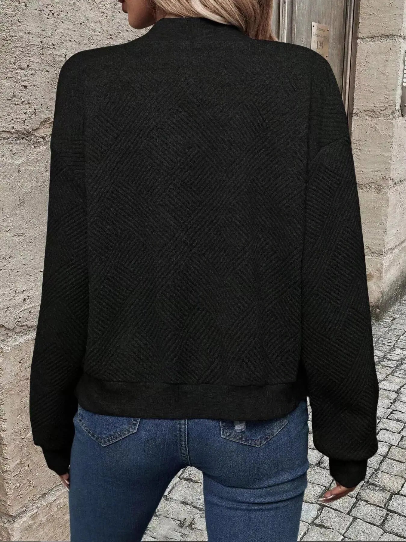 Texture Zip Up Bomber Jacket