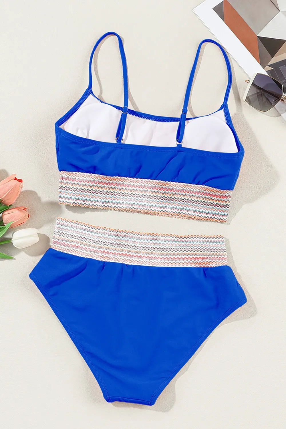 High Waist Scoop Neck Spaghetti Strap Bikini Set