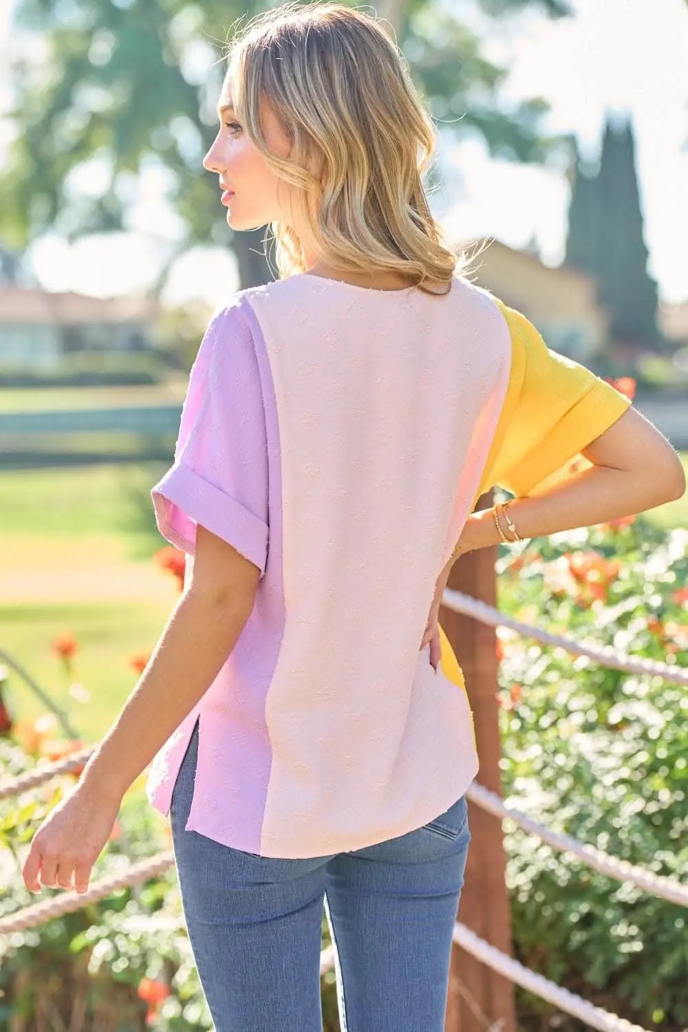 T-Shirts Trendsi Hailey & Co Color Block Top Women's Casual T-Shirt USA Shipped