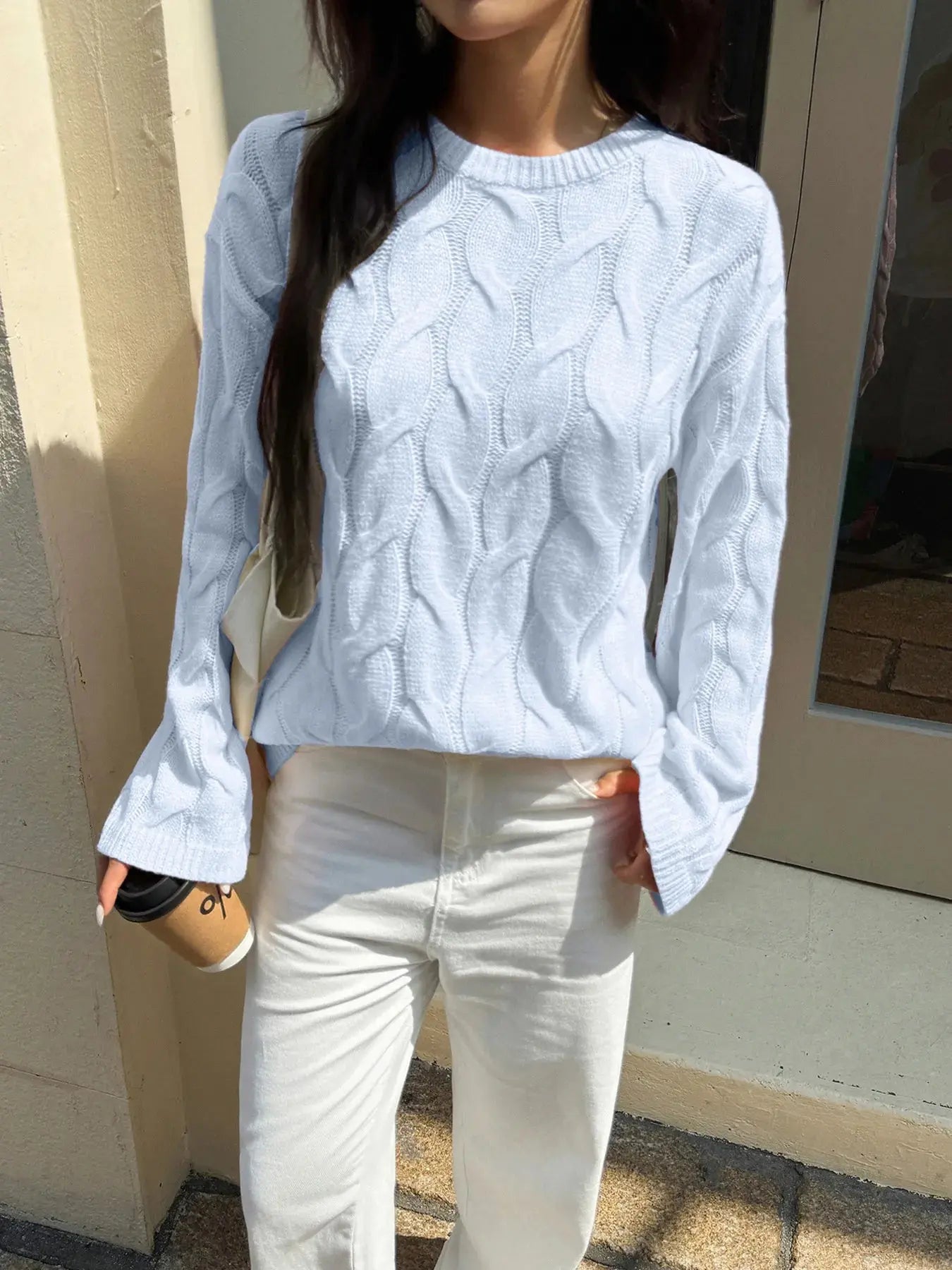 Long Sleeve Cable Knit Sweater