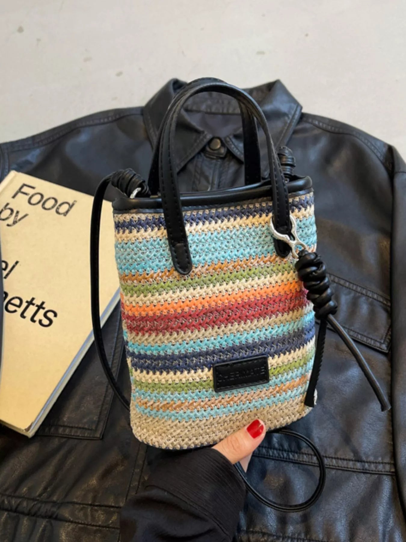 Striped Woven Mini Crossbody Bag