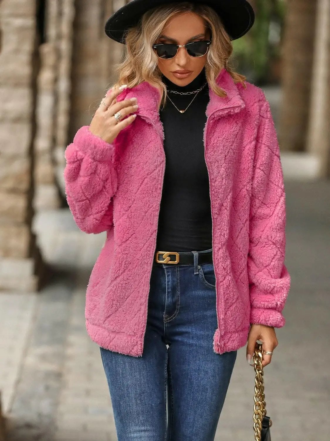 Fuzzy Zip-Up Jacket Fuzzy Jacket - Zip-Up with Pockets Comfort