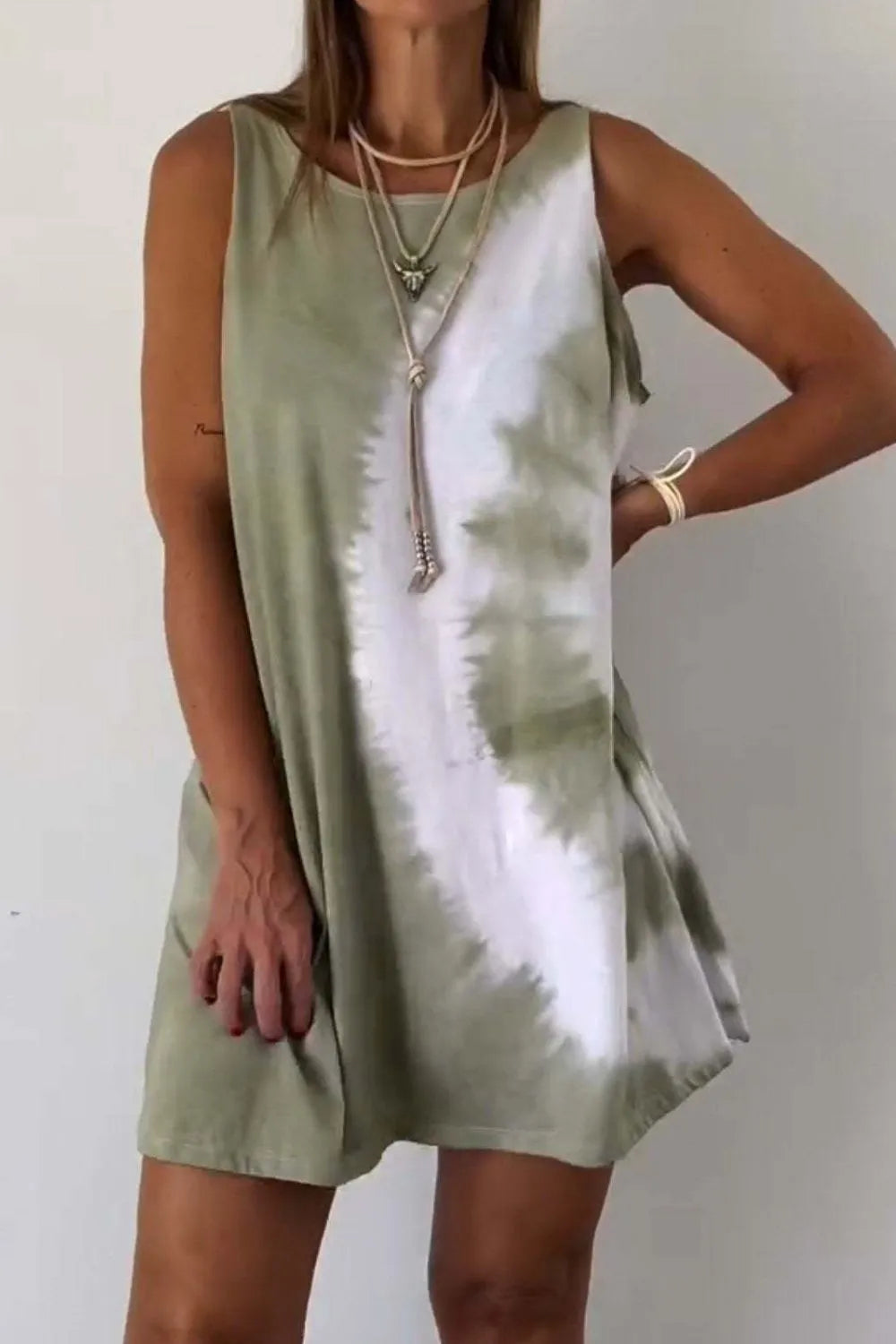 Tie-Dye Sleeveless Mini Tank Dress
