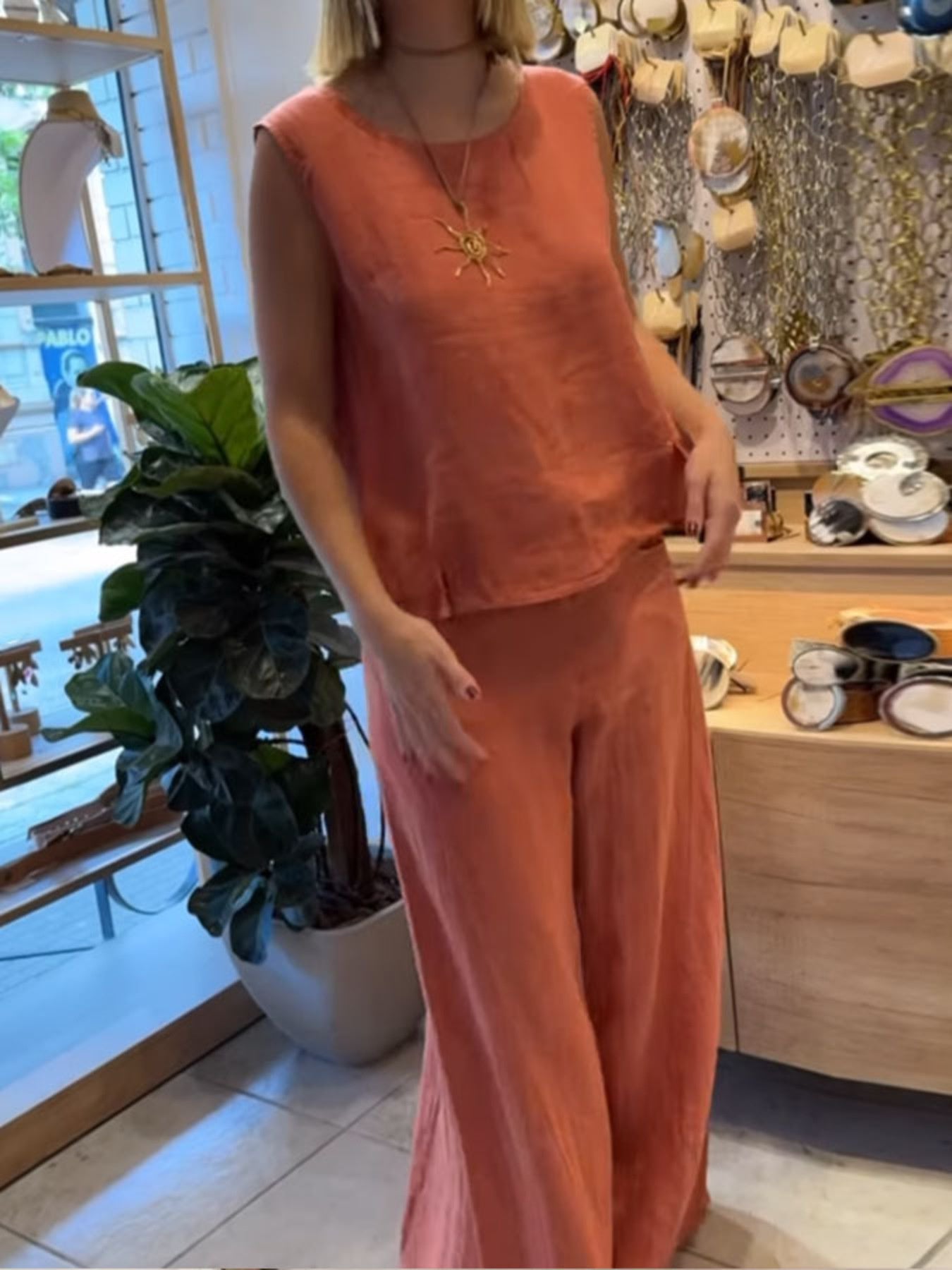 Full Size Round Neck Tank and Pants Set