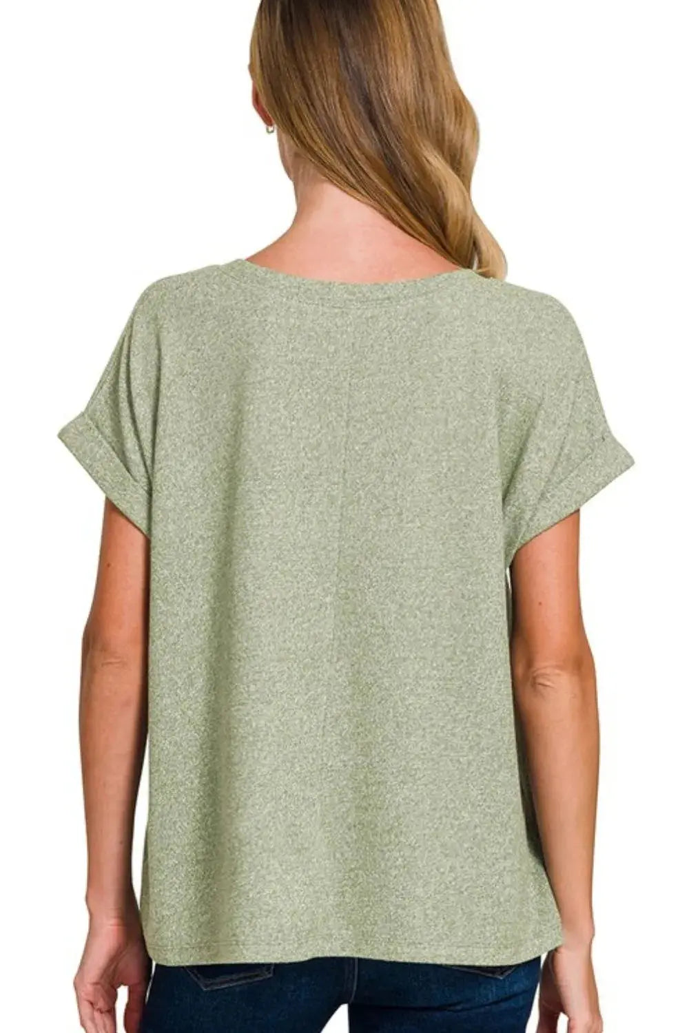 Women's V-Neck Tee - Soft Hacci Knit - Casual Everyday Top