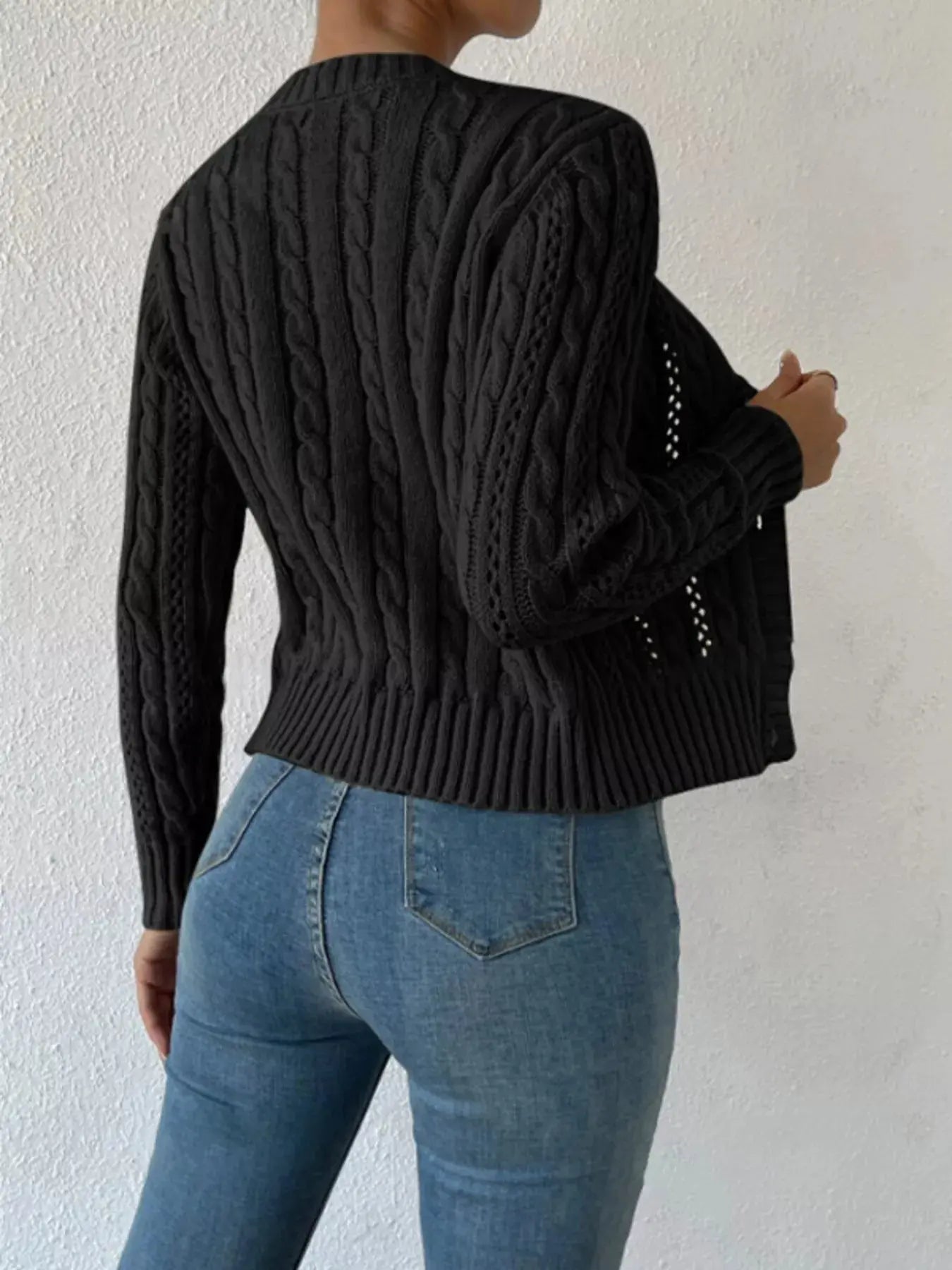 Cable Knit Button Up Cardigan