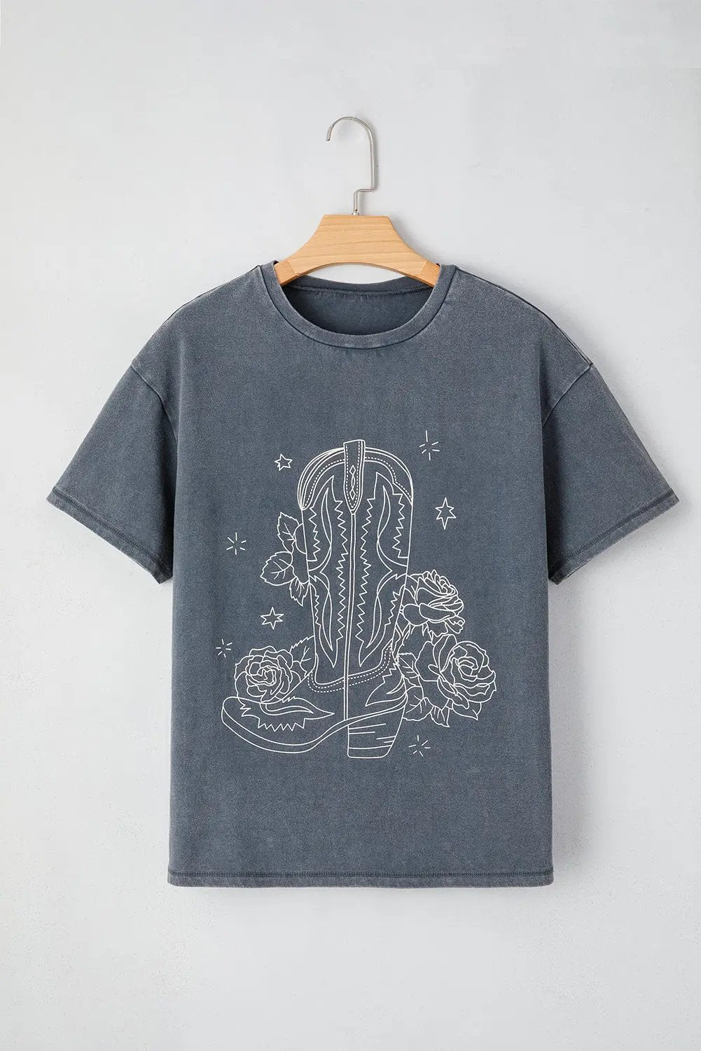 Women's Graphic Tee - Cowboy Boots Print - Western Style
