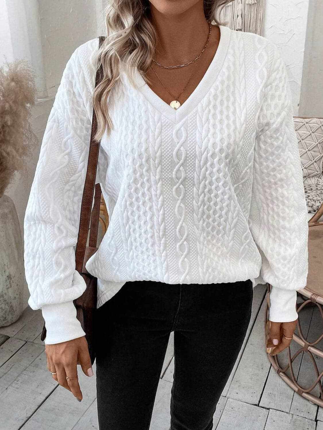 Accessories Trendsi Casual V-neck long sleeve top
