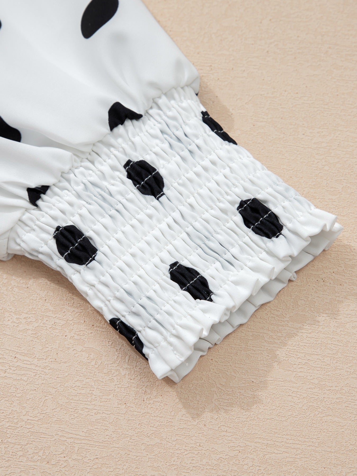 Women's White Polka Dot Long Sleeve Blouse
