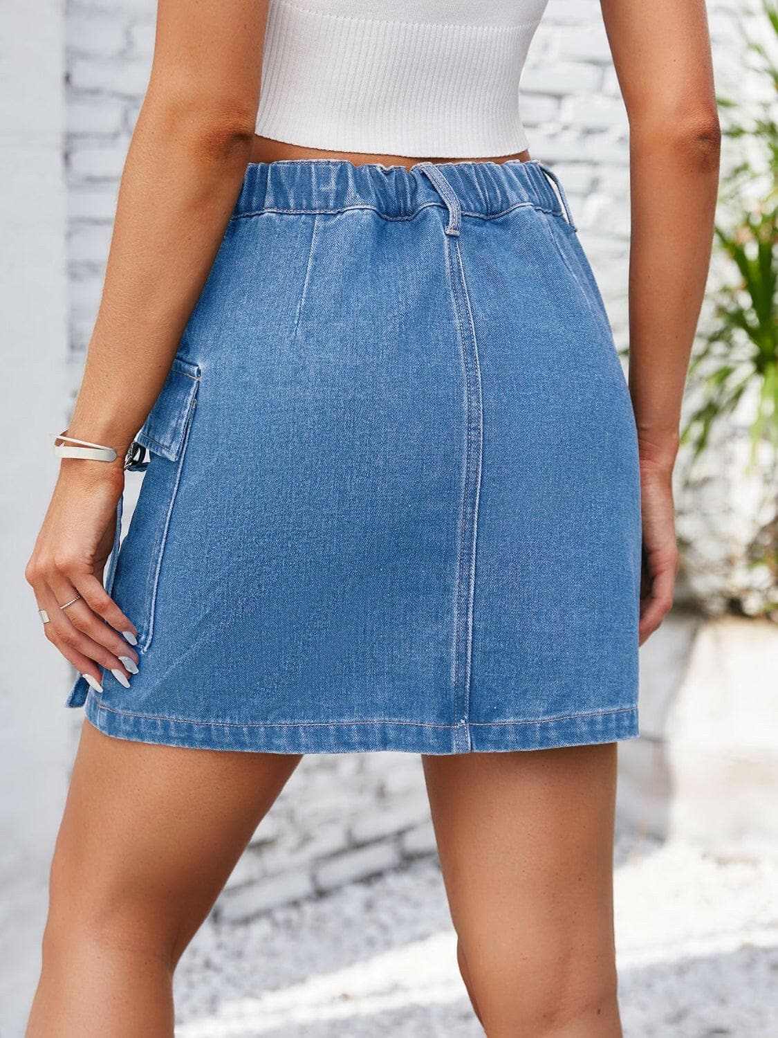 Jeans & Denim Trendsi Premium Chic denim skirt with pockets