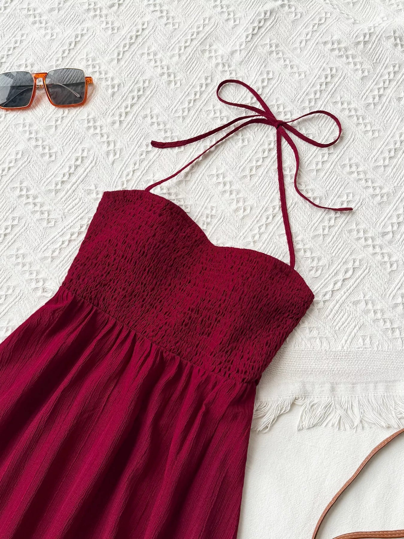 Sweetheart Halter Neck Tiered Dress