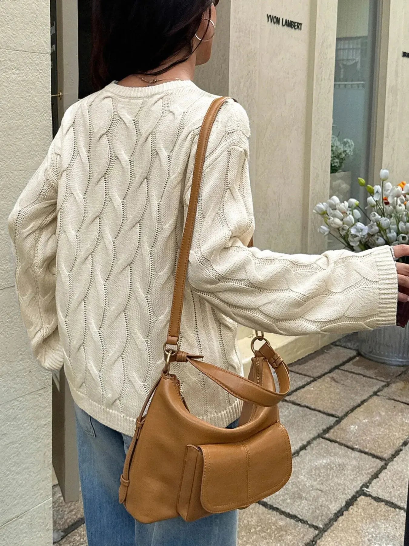 Long Sleeve Cable Knit Sweater