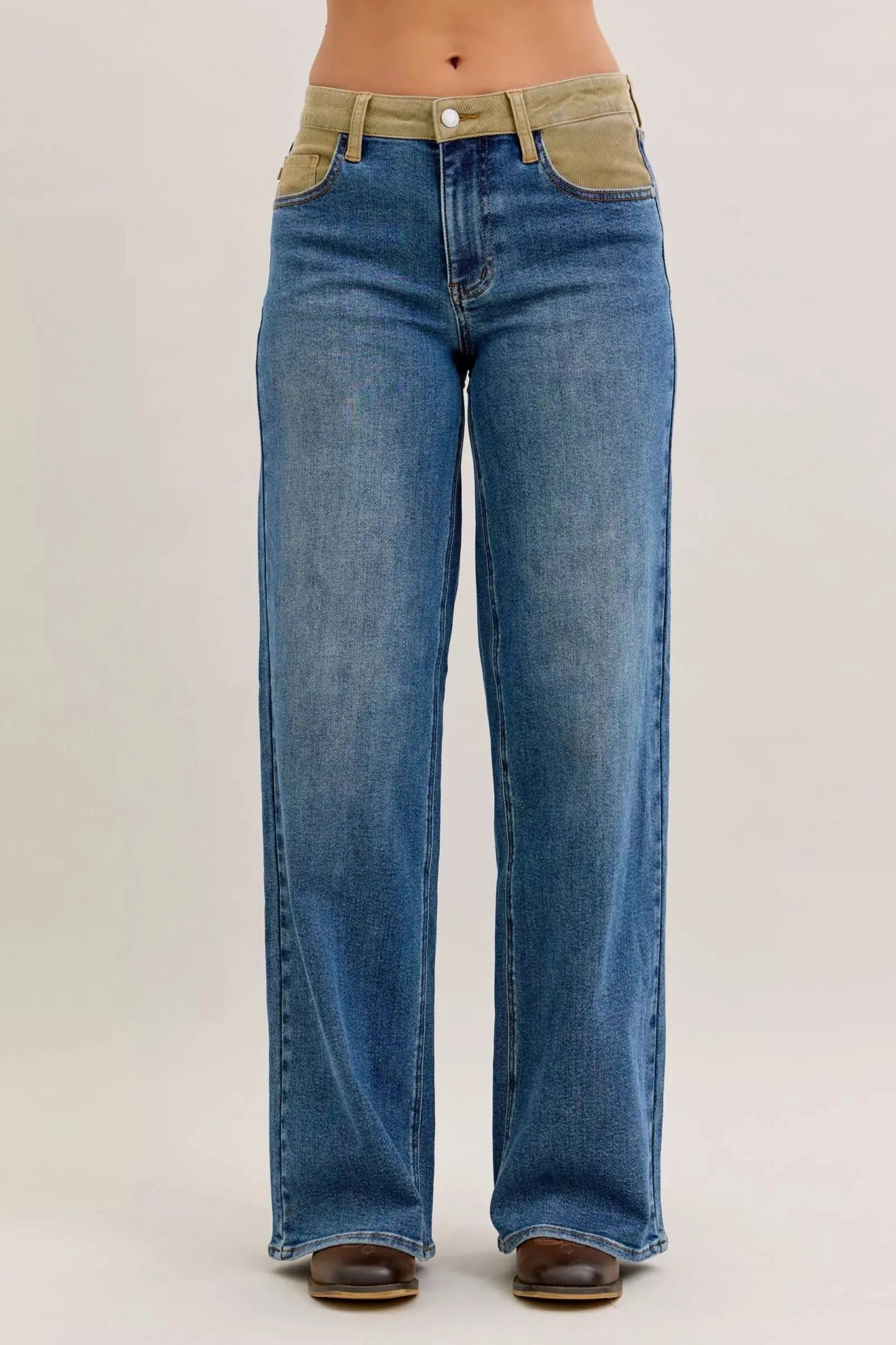 Judy Blue Jeans - MR Column Straight Jeans with Corduroy Waist