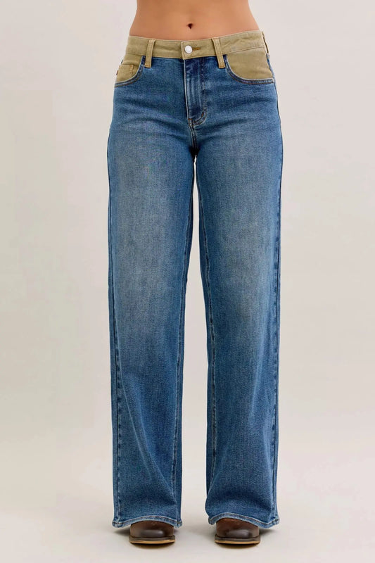 Judy Blue Jeans - MR Column Straight Jeans with Corduroy Waist