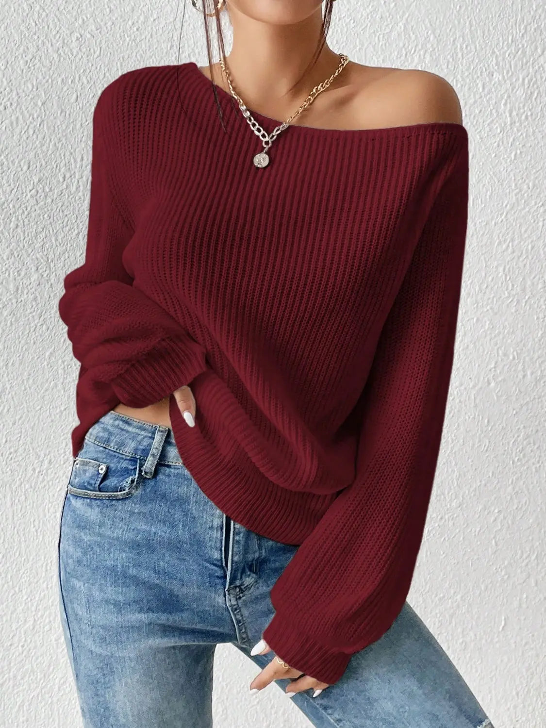 Honey Long Sleeve One Shoulder Sweater