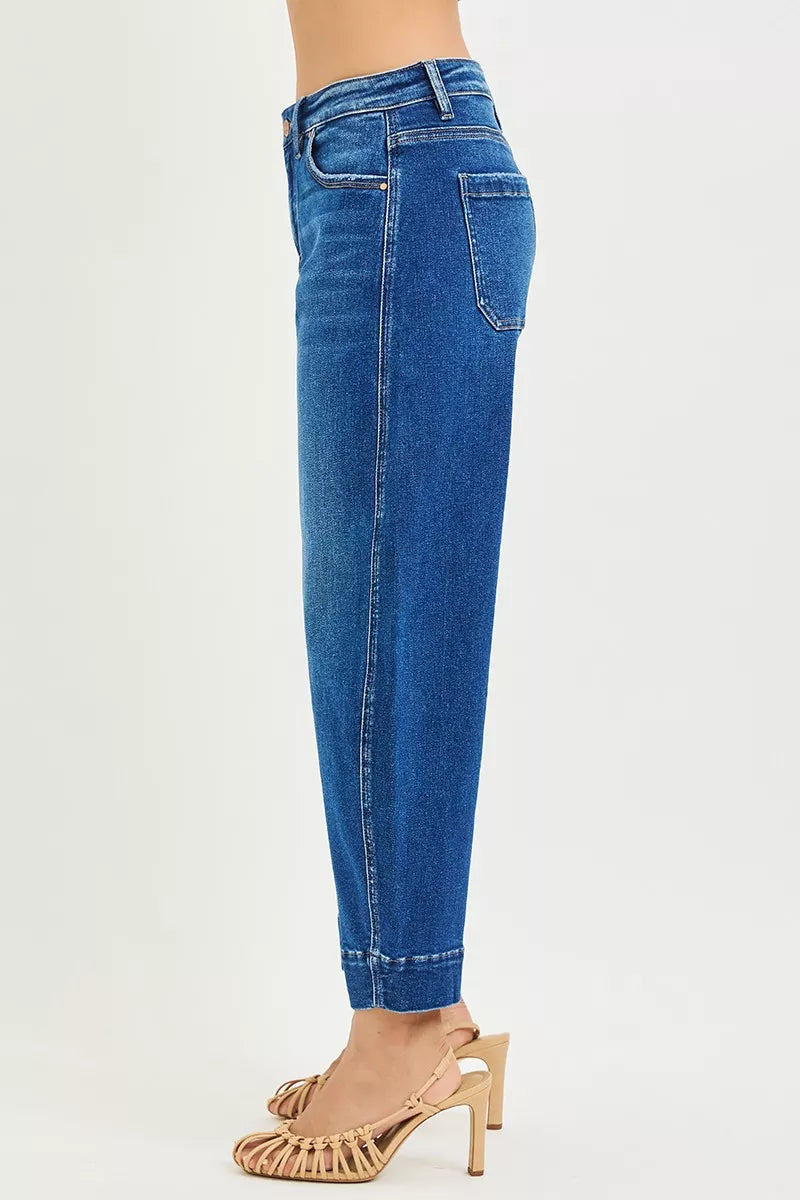 RISEN Jeans - Mid Rise Crop Barrel Jeans