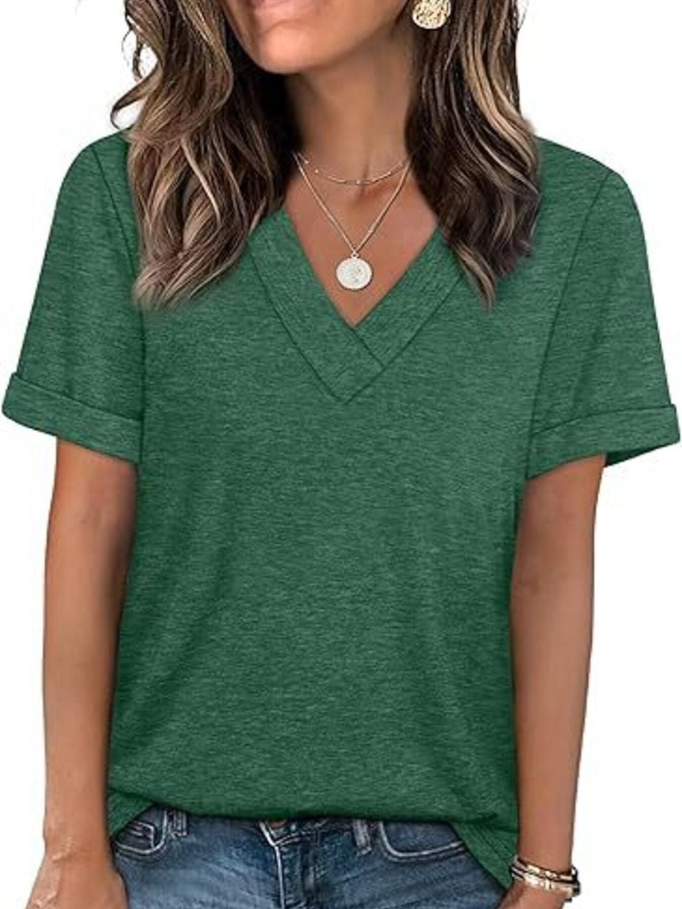 Casual V Neck Short Sleeve T Shirt