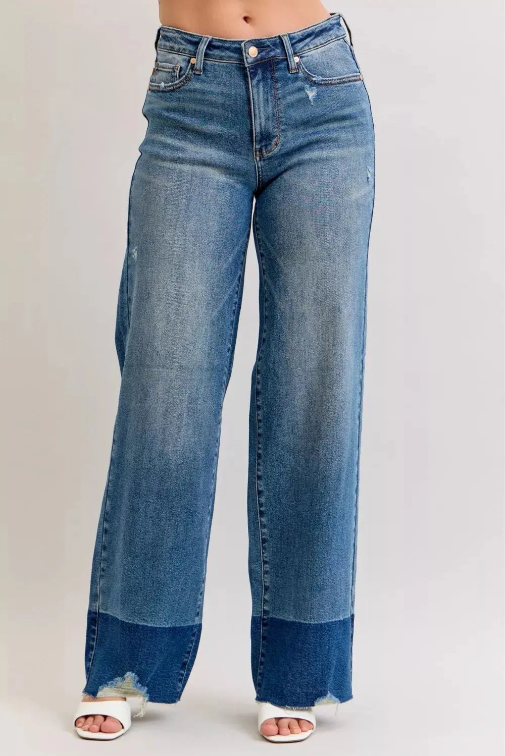 Judy Blue Jeans - Raw Hem High Waist Column Straight Jeans