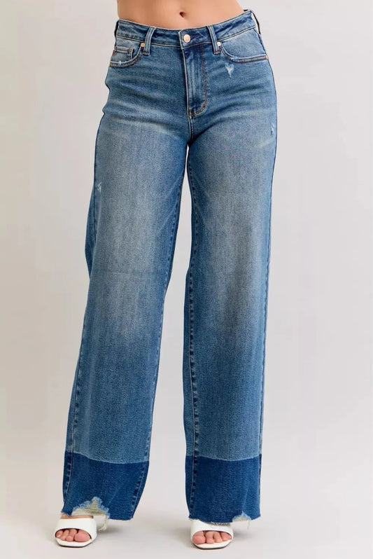 Judy Blue Jeans - Raw Hem High Waist Column Straight Jeans