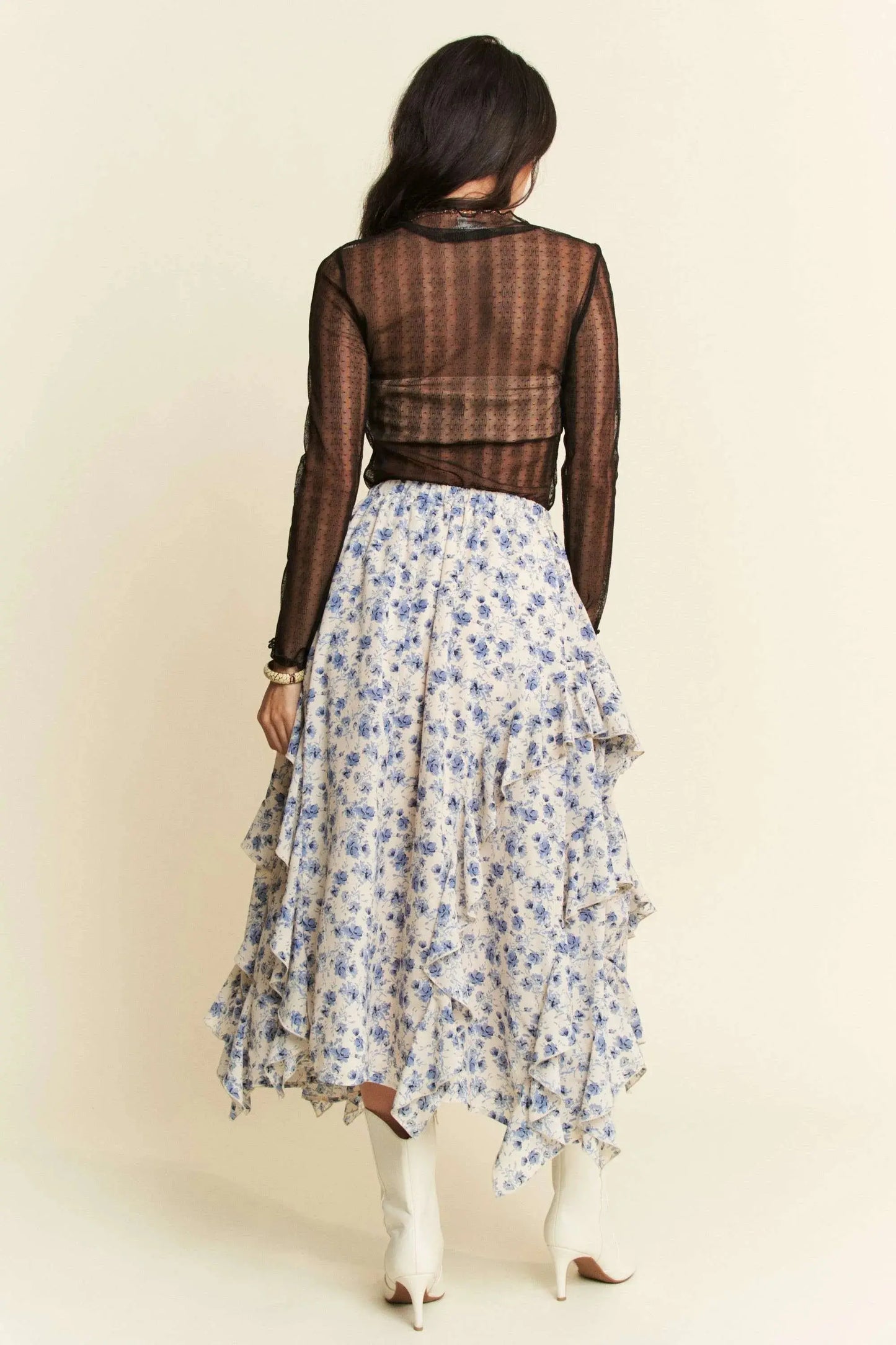 Trendsi Strappy Lingerie Mesh Top - Lace Turtle Neck