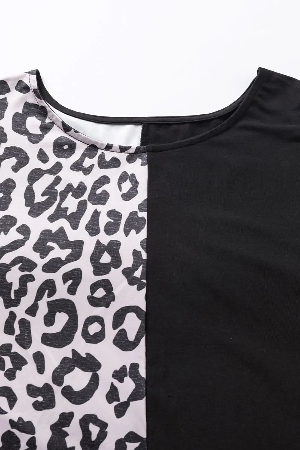 Shorts Love Salve Black Leopard Patchwork Women's Plus Size Tee - Trendy, Comfy T-Shirt