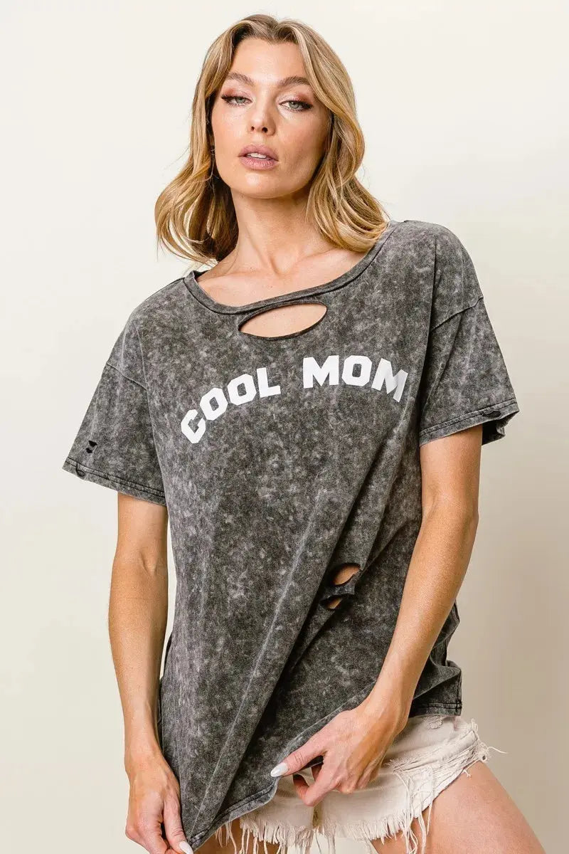 Women's T-Shirt - Laser Cut Mom Graphic - Chic Everyday Tee