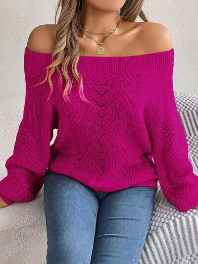 Off-Shoulder Long Sleeve Sweater