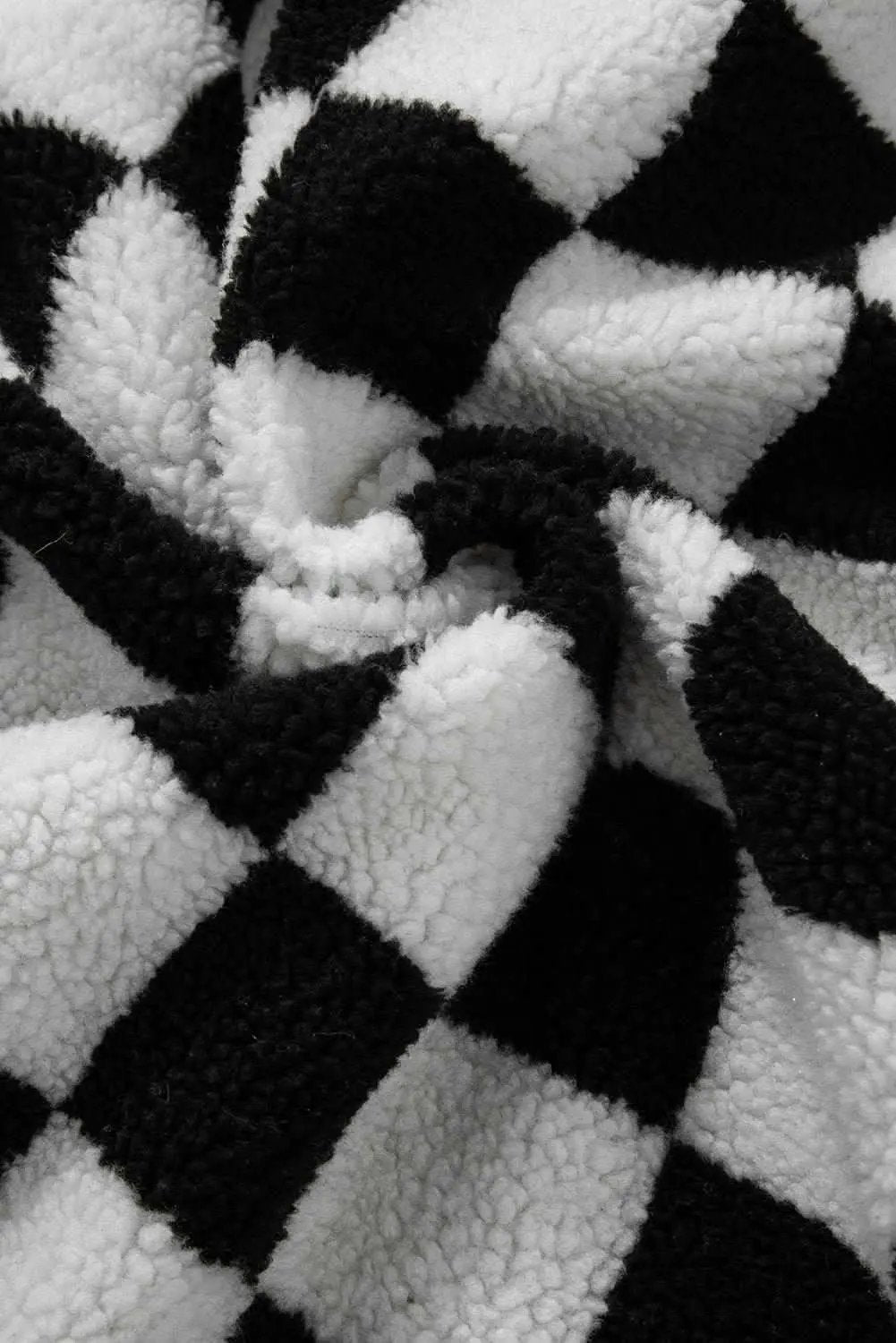 Love Salve Women's Fleece Jacket Black Checkered — Warm Casual Outerwear