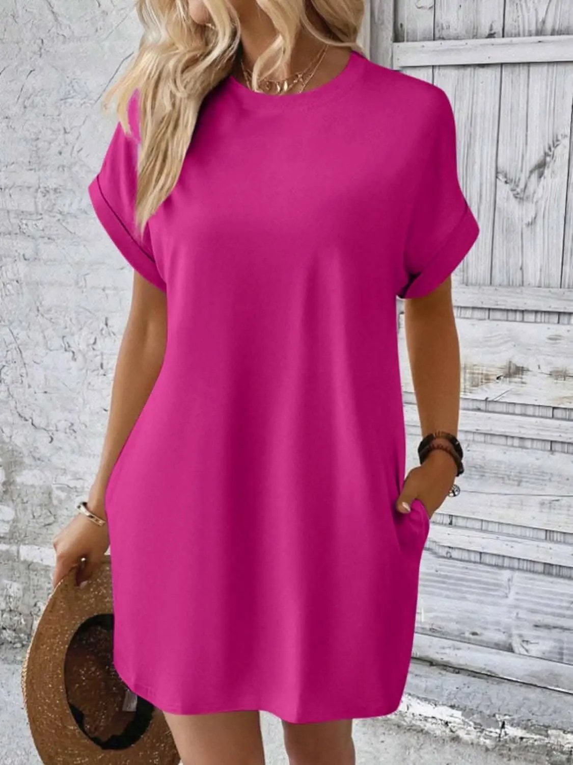 Women's Mini Dress Round Neck by Trendsi | Light Gray