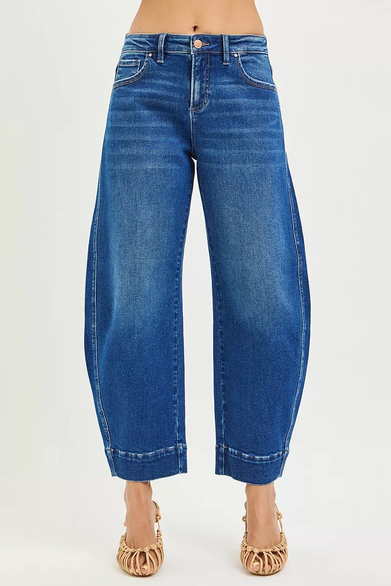 RISEN Jeans - Mid Rise Crop Barrel Jeans