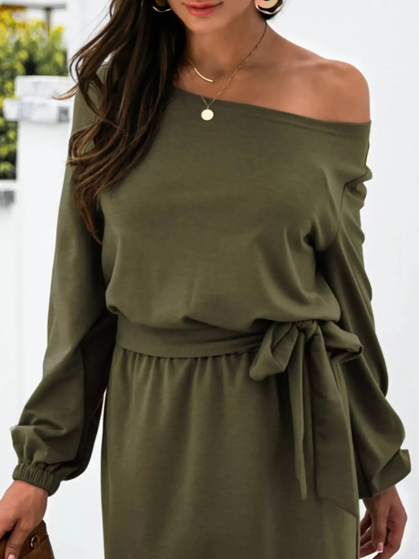One Shoulder Tie Waist Dress