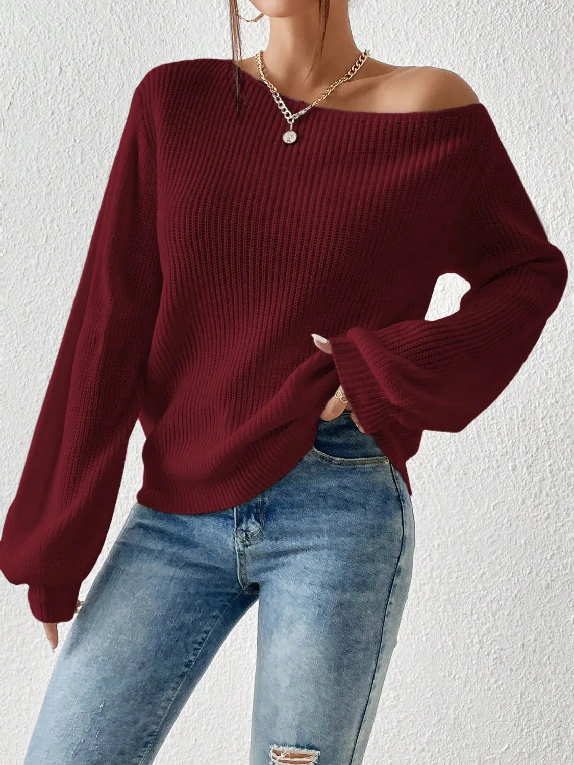 Honey Long Sleeve One Shoulder Sweater