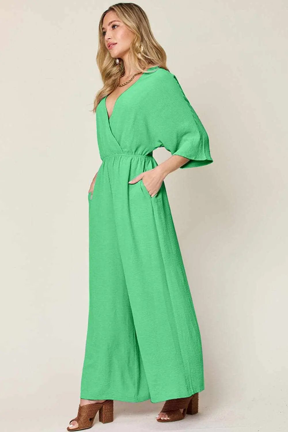 Trendsi Surplice Wide Leg Jumpsuit - Chic & Elegant