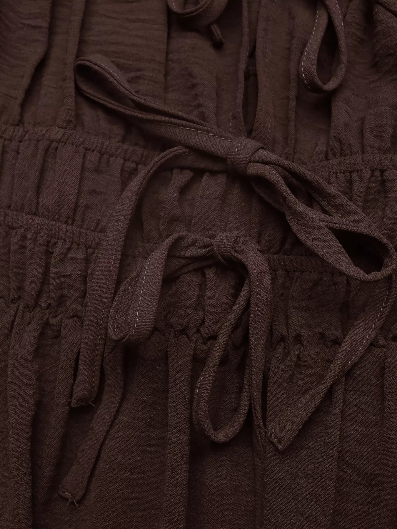Tie-Front Brown A Line Dress