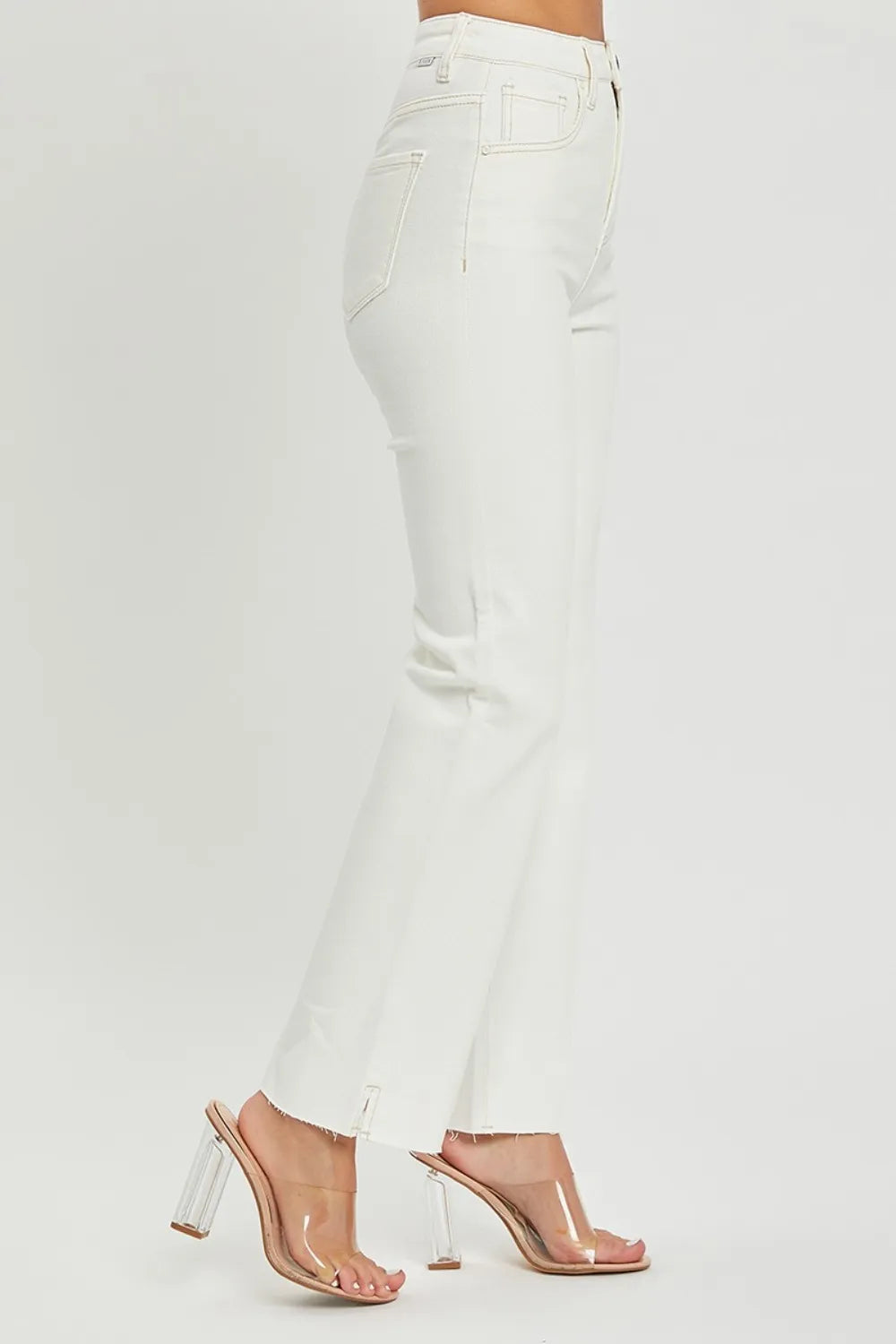 Plus Size 1XL High Rise Cream Color Tummy Control Straight Jeans