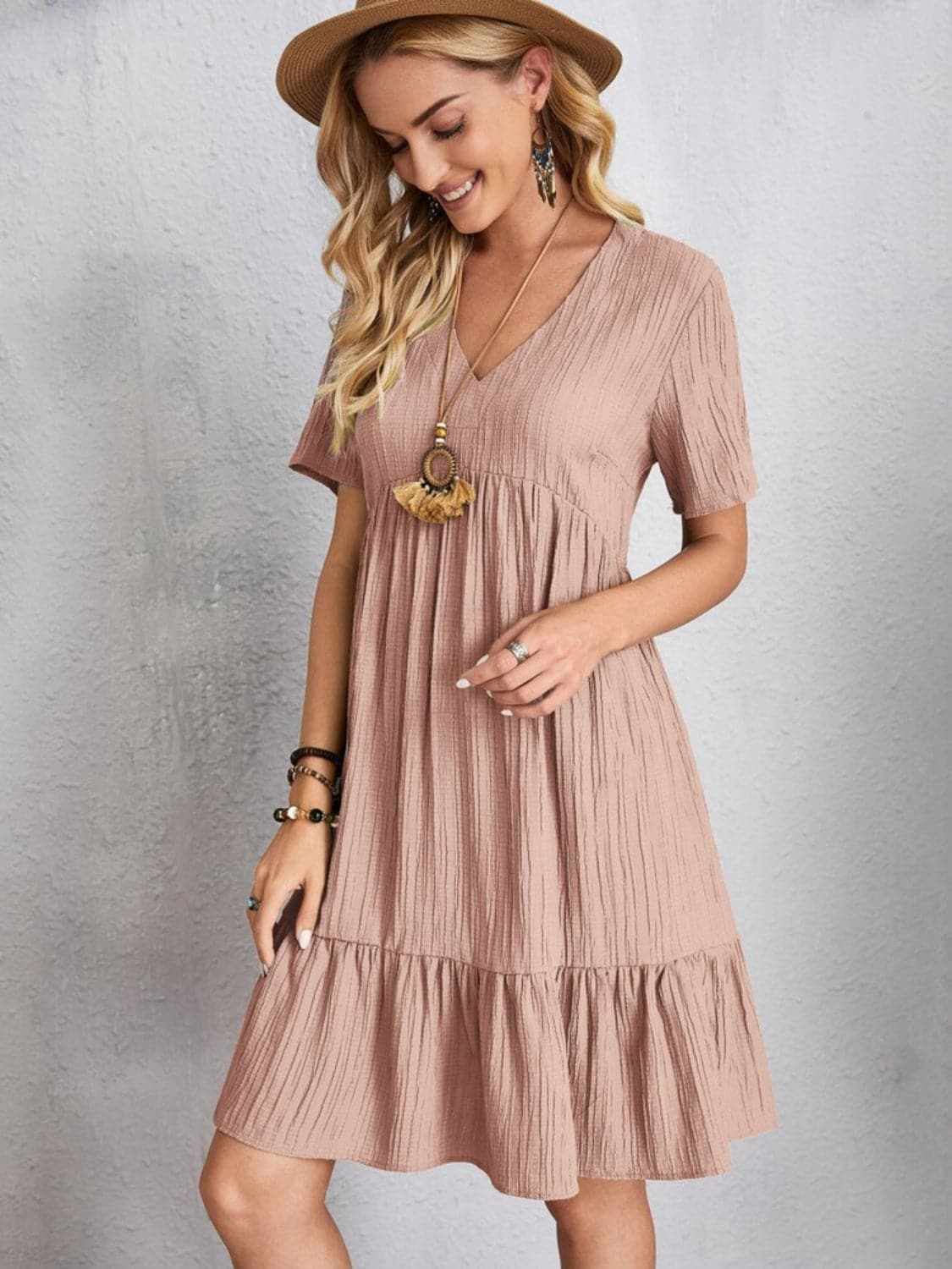 Dresses Trendsi Elegant V-neck dress - 100% polyester