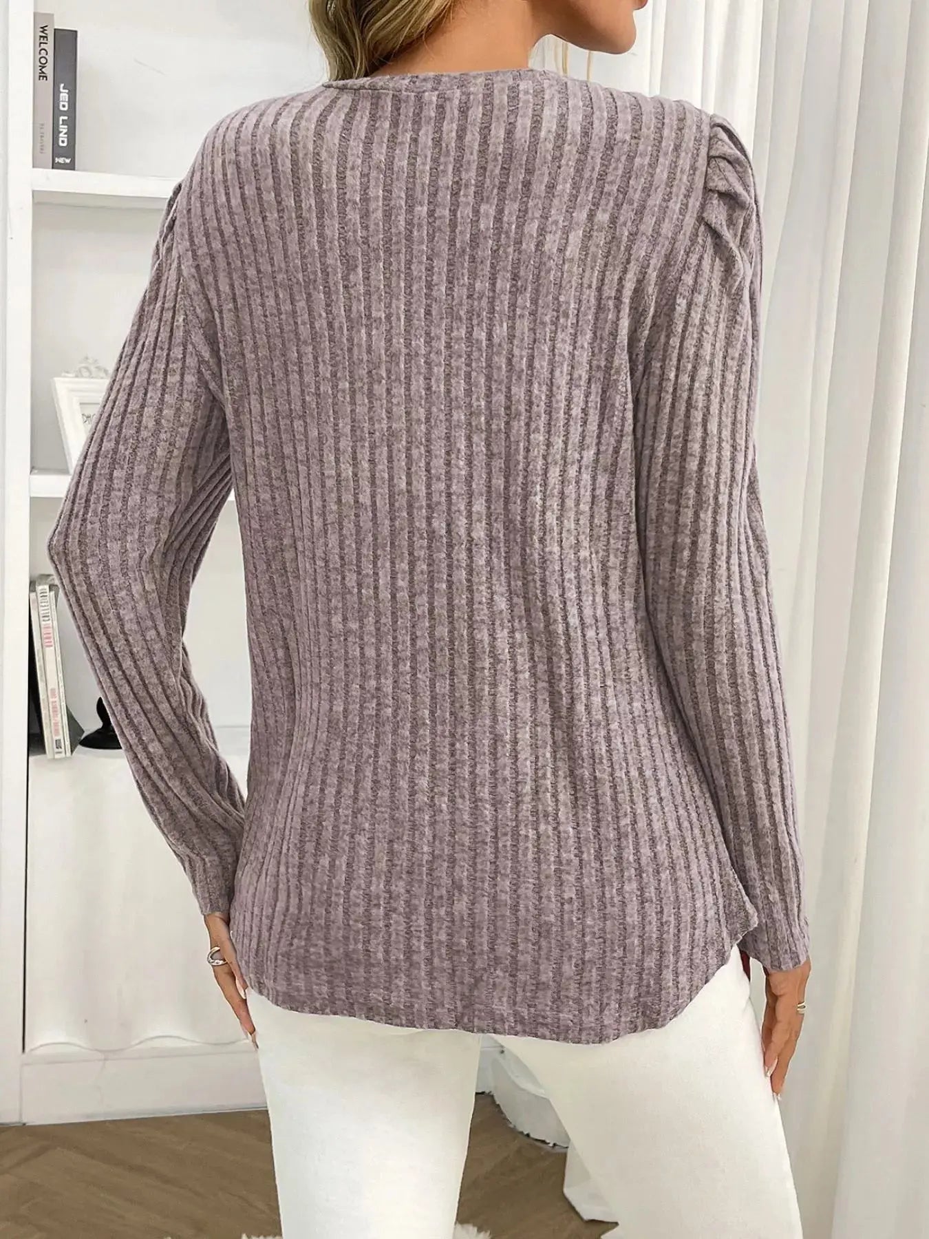 Round Neck Puff Sleeve T Shirt