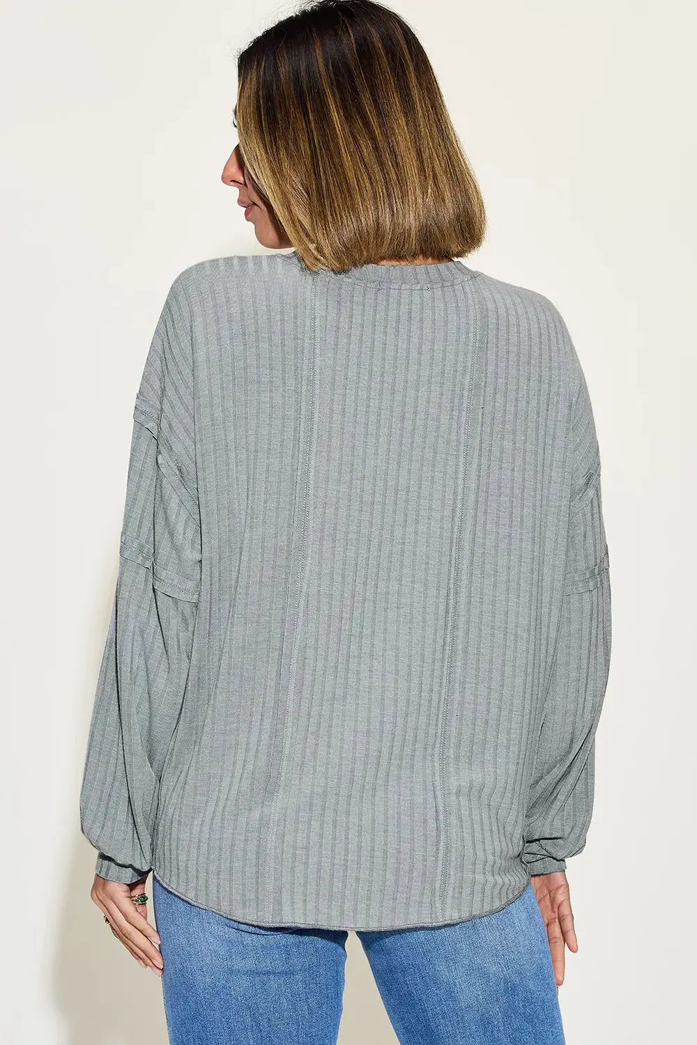 Basic Bae Full Size Round Neck Ribbed Long Sleeve T Shirt