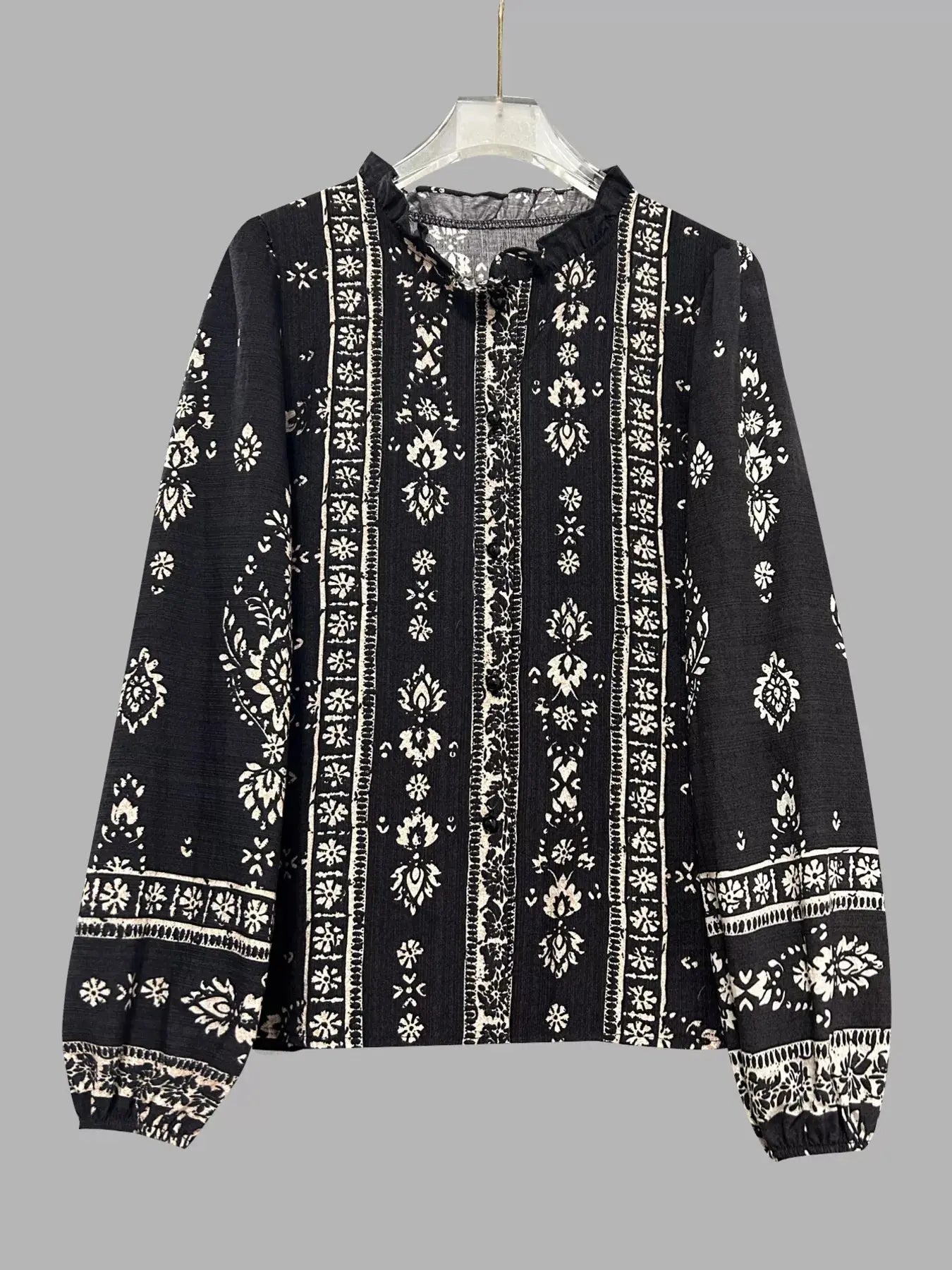 Printed Long Sleeve Boho Blouse