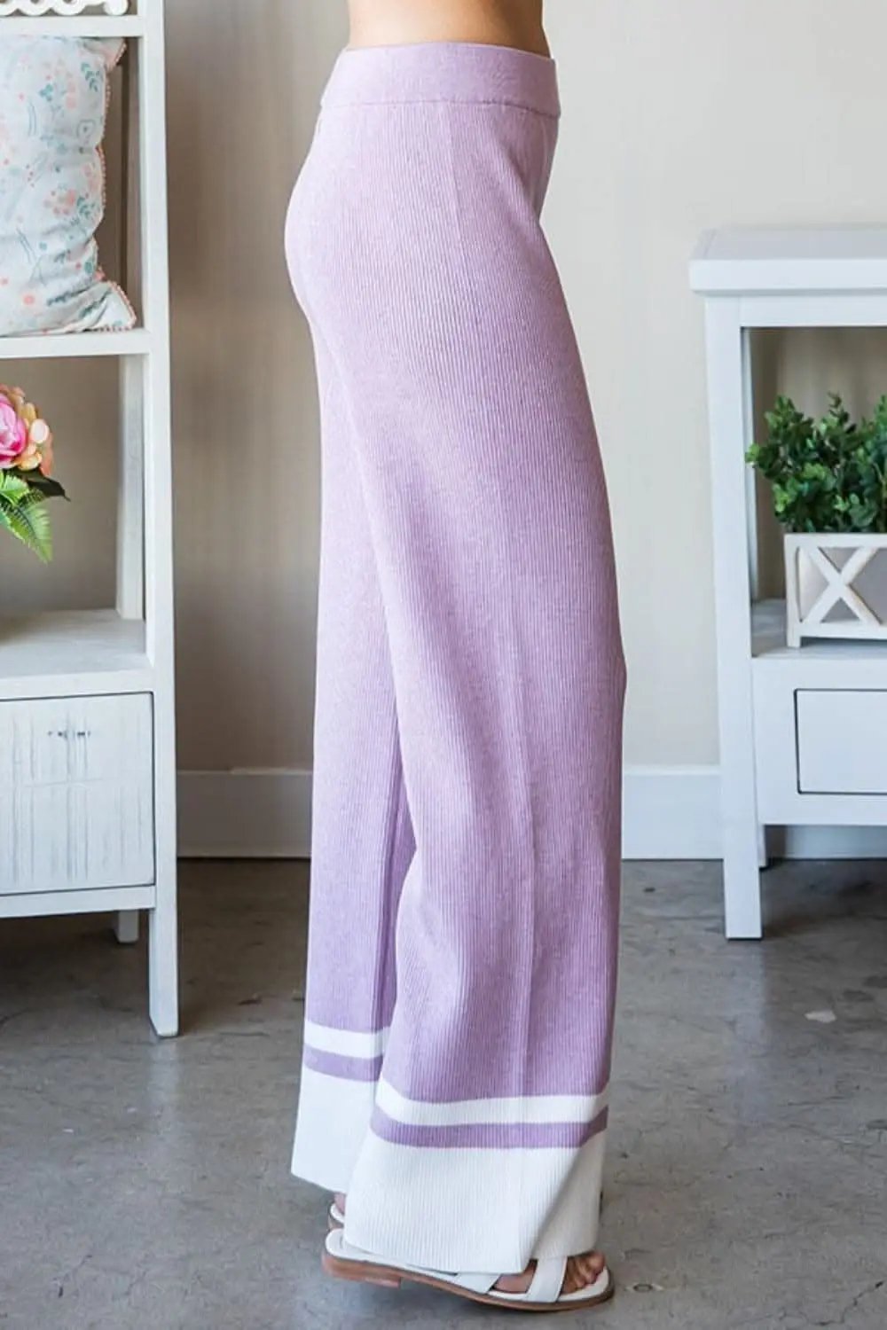 Trendsi First Love Contrast Ribbed Knit Pants