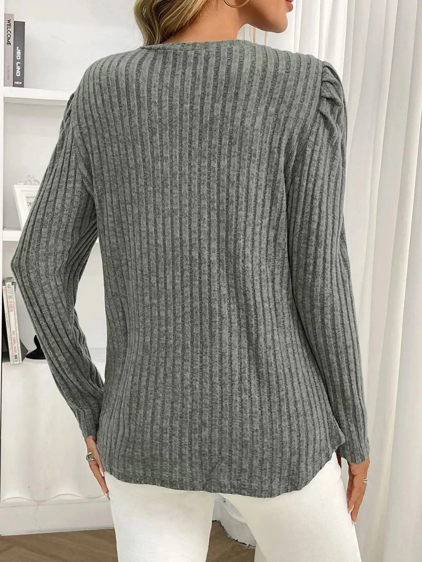 Round Neck Puff Sleeve T Shirt