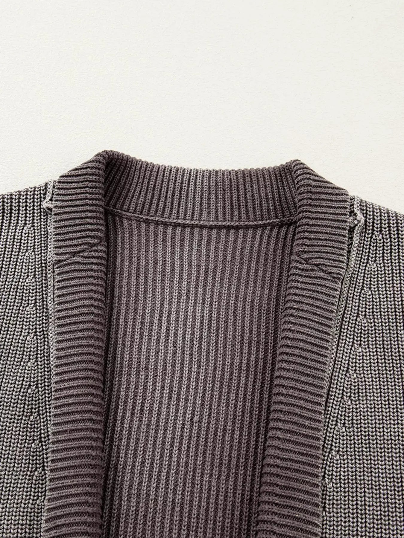 Mineral Wash Exposed Seam Patchwork Open Knit Cardigan