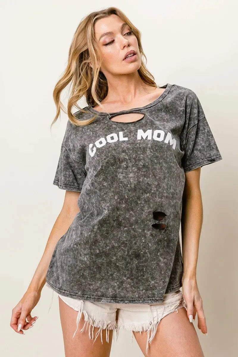 Women's T-Shirt - Laser Cut Mom Graphic - Chic Everyday Tee