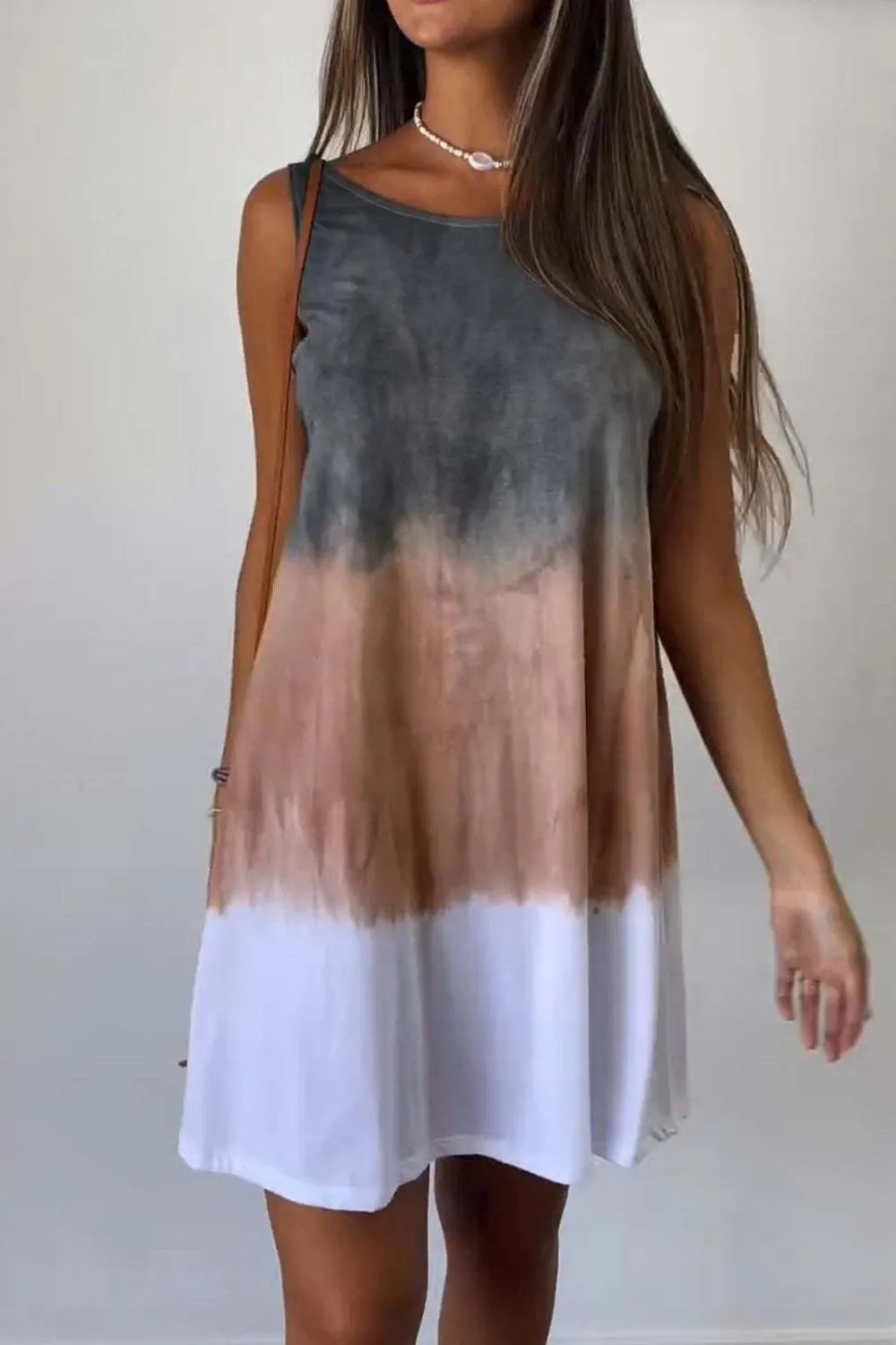 Tie-Dye Sleeveless Mini Tank Dress