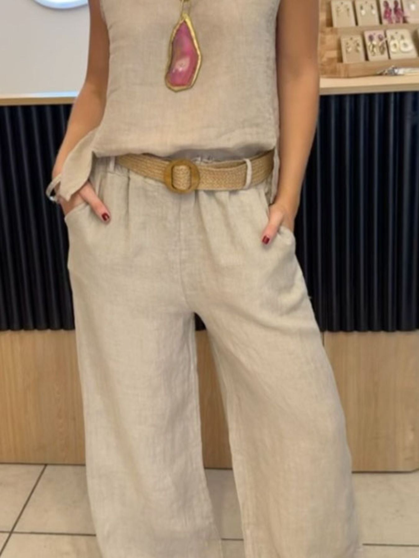 Full Size Round Neck Tank and Pants Set