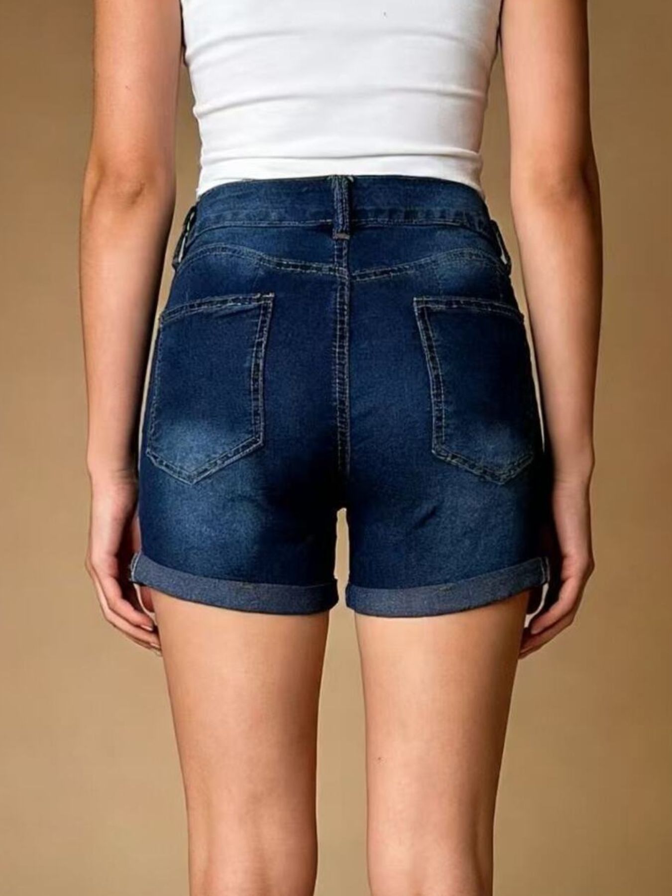 Washed Distressed Denim Shorts